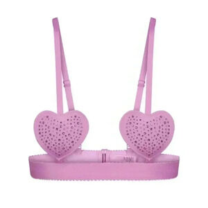 Skims Bra Bralette Jelly Sheer Rhinestone Heart Petal Pink L